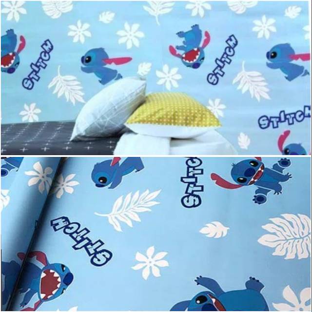 Jual Wallpaper stiker dinding motif kartun Stitch warna biru 10mx45cm