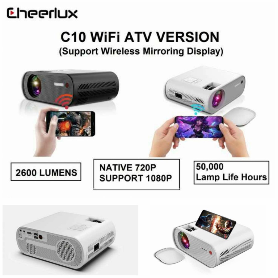 Jual CHEERLUX C10 WiFi ATV - Projector 2600 Lumens - Proyektor LED 720P ...