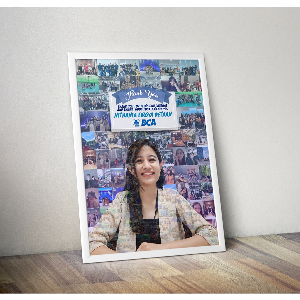 Desain Foto Mozaik cetak foto dan bingkai 12R (30x40 cm) kado wisuda, hadiah ulang tahun. Kolase Foto Mozaik