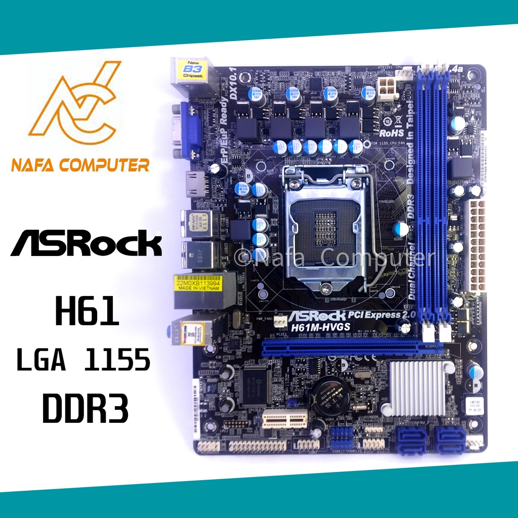 Jual Motherboard ASRock H61M-DGS & H61M-HVGS LGA 1155 DDR3 | Shopee ...