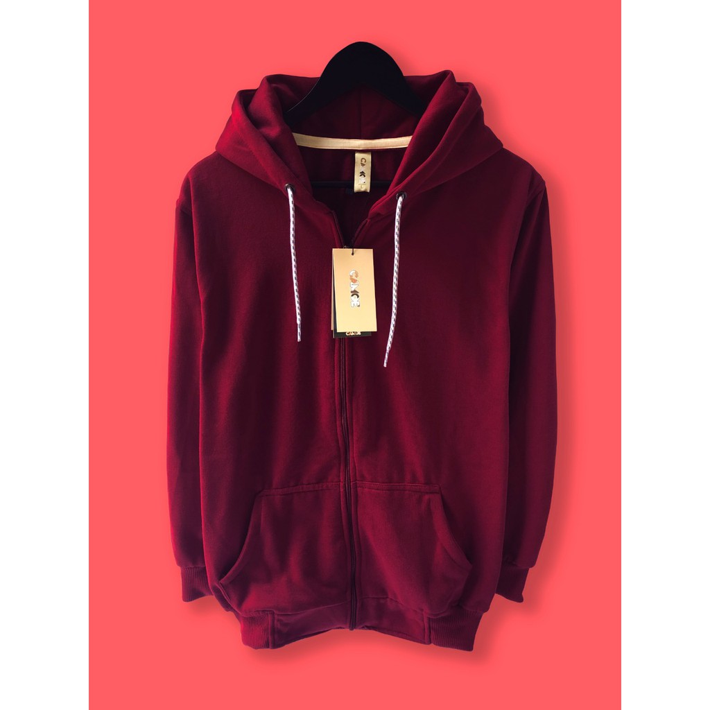 Jaket Hoodie Zipper Fashion Premium CAMOE Original Merah Marun Jacket Maroon Exclusive