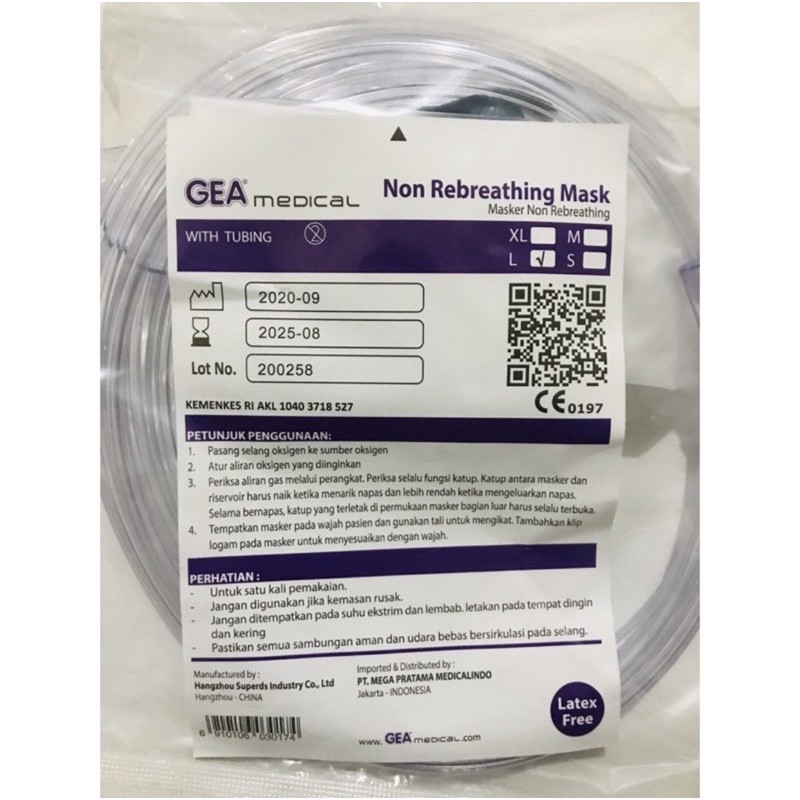 Jual Gea Non Rebreathing Mask / Masker Oksigen Reservoir / NRM Dewasa ...