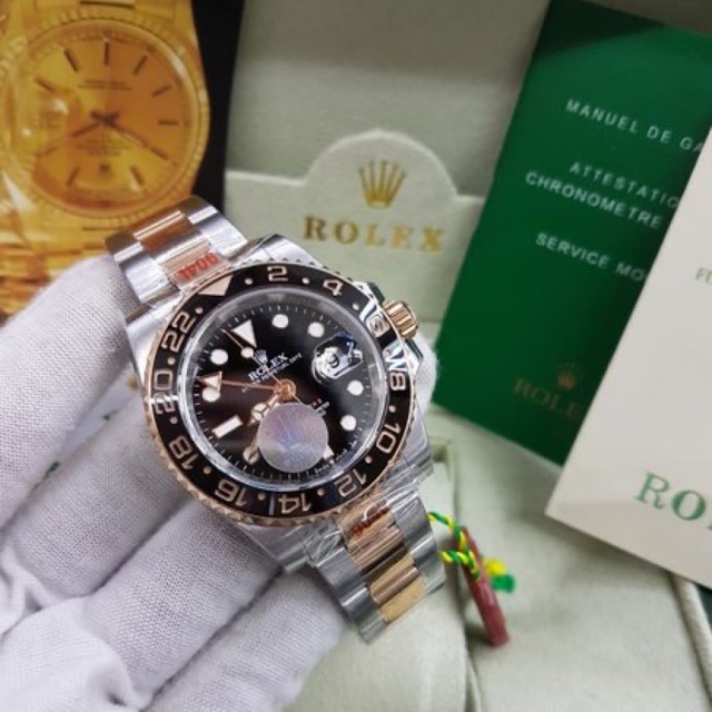 Jual Jam Pria Rolex GMT Master II Silver Gold Automatic Swiss Eta 904L ...