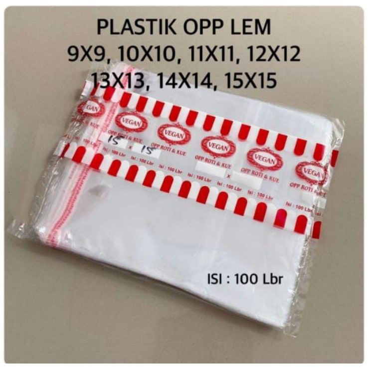 Jual Plastik Opp 10x10 12x12 13x13 14x14 15x15 Seal Bening Isi 100 Lembar Plastik Lem Rekat 5005