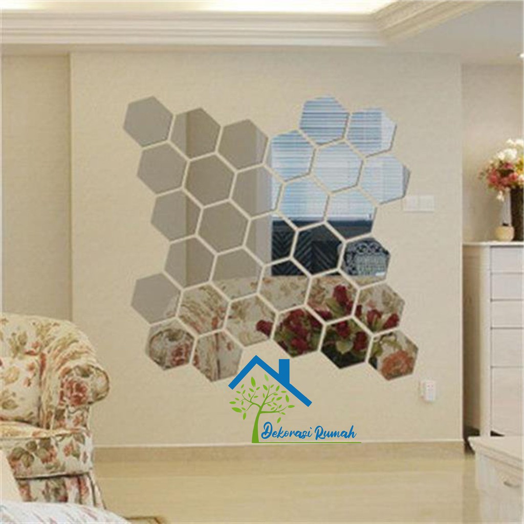 Jual Cermin Kaca Hexagonal Cermin Dinding Cermin Aesthetic Asli Kaca Shopee Indonesia