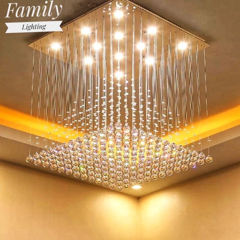 Jual Lampu hias kristal modern ceiling/Lampu plafon D80x80.cm H120.cm ...