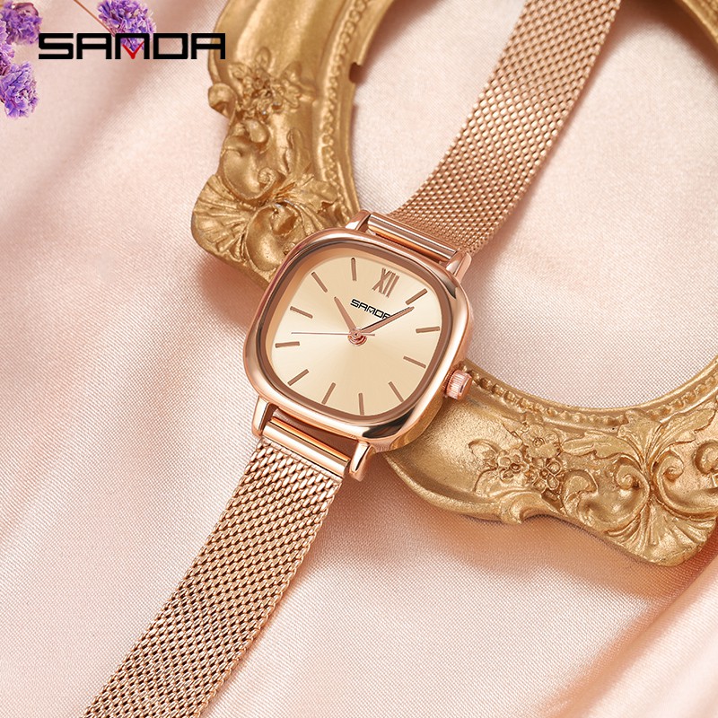 Jual SANDA P1098 Jam Tangan Wanita Analog Tali Kulit Stainless Steel ...