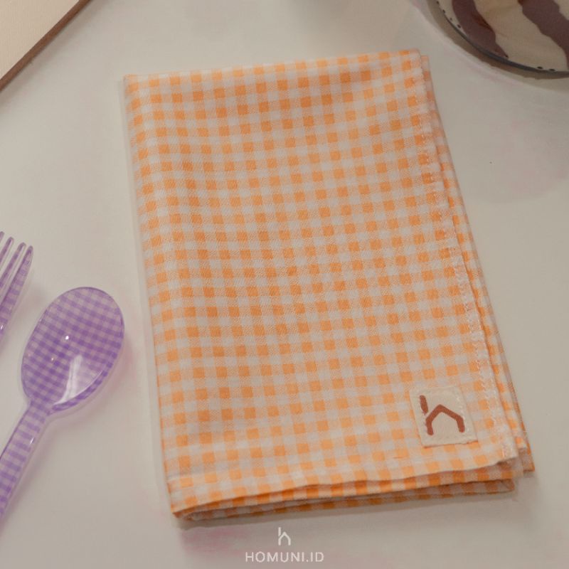 Jual Cotton Napkin Motif Gingham Kotak Kecil Alas Piring Kain Katun