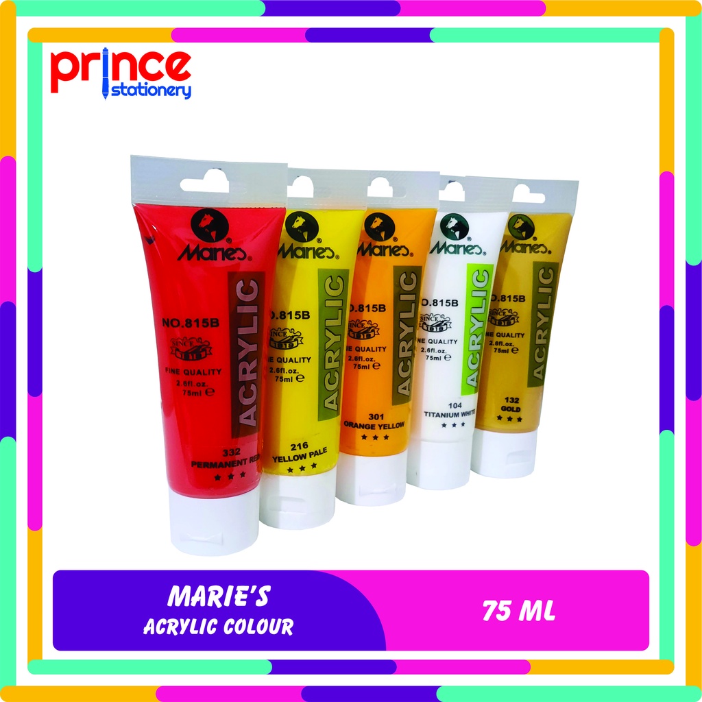 Maries 75ml Acrylic Paint Tubes - Yellow Pale