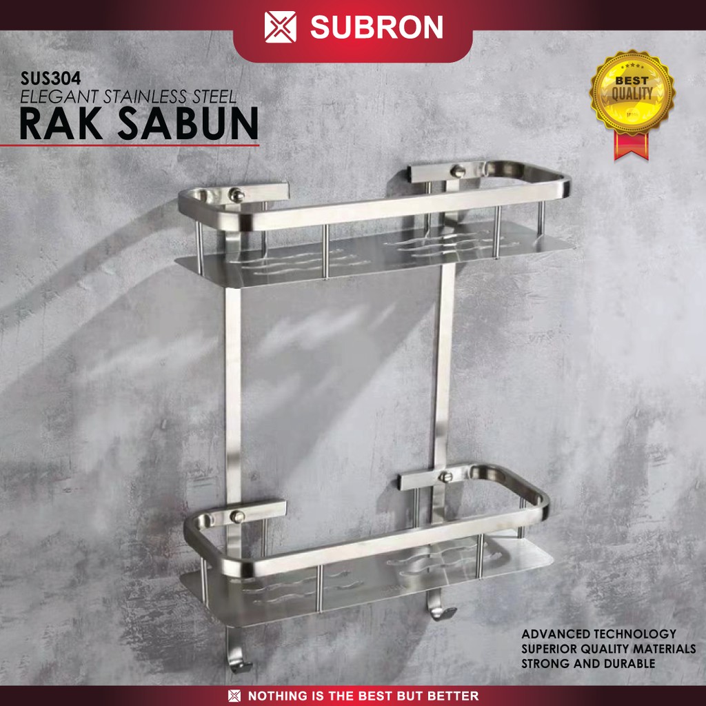 Jual SUBRON SUS304 Rak Sabun Persegi 2 Susun Kamar Mandi Tempat Shampo ...