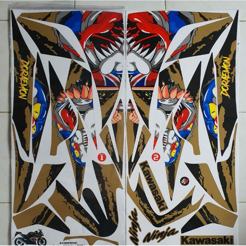 Jual Striping variasi Ninja 250 Karbu 4T lis stiker murah ninja 250