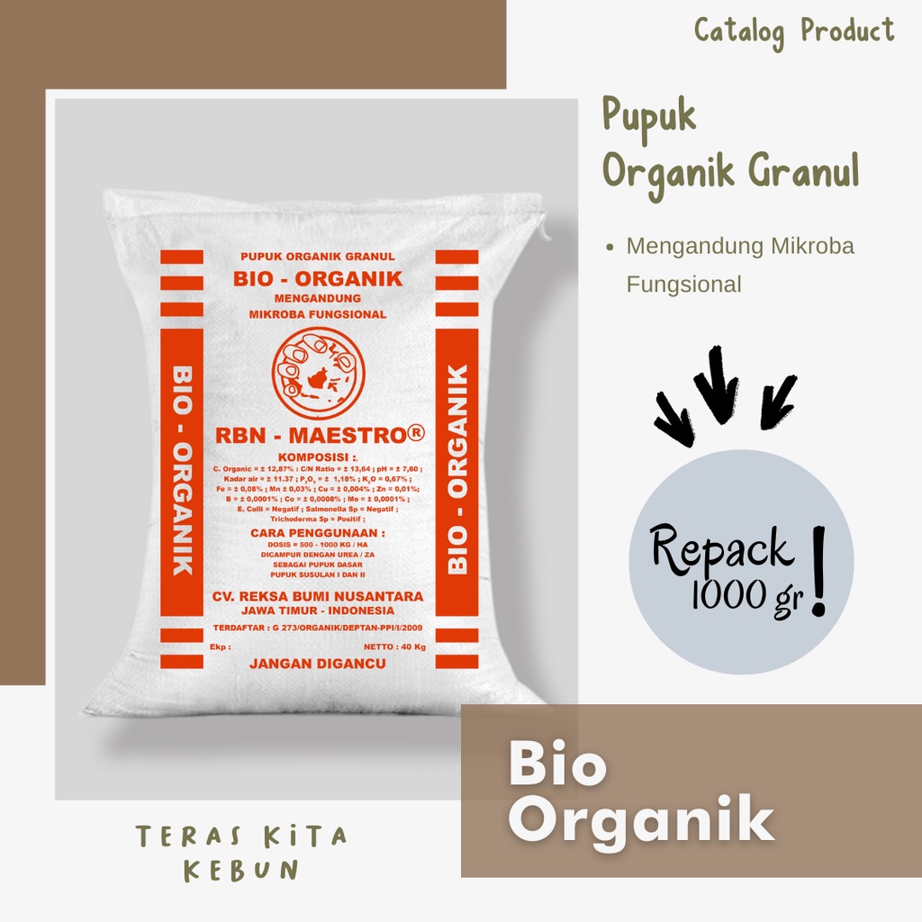 Jual Pupuk Organik Granul Bio Organik Rbn Maestro Kemasan Gr Pupuk Pembenah Tanah