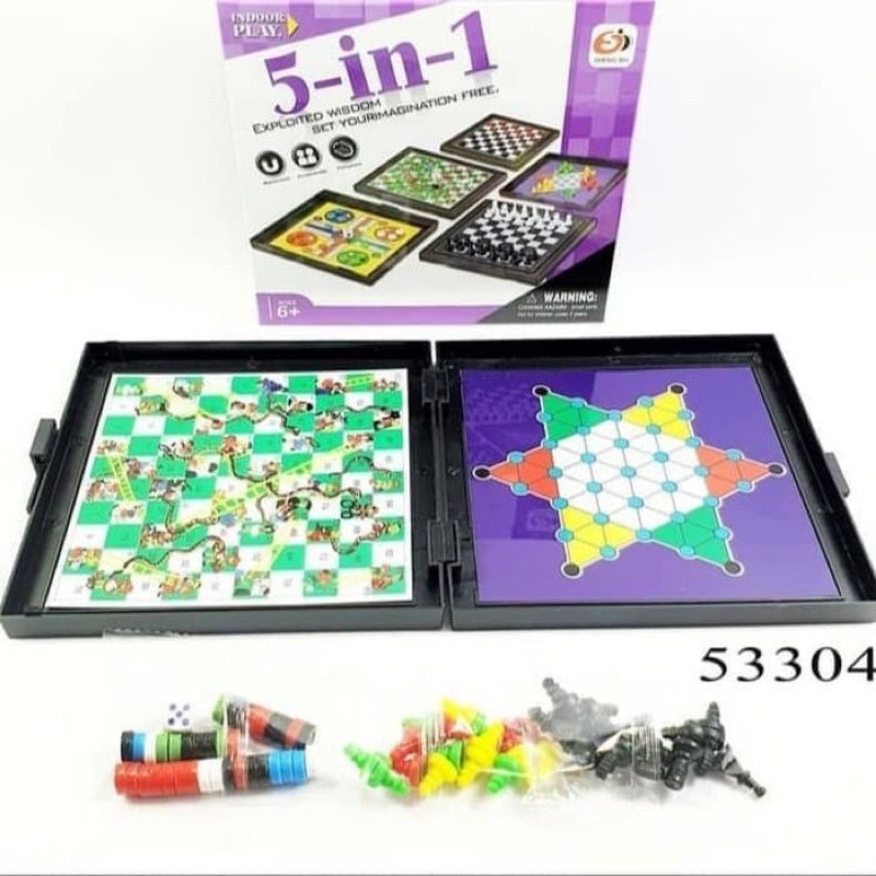 Jual Mainan Edukasi Anak Magnetic Board Games 5 IN 1 Papan Magnet 5 ...