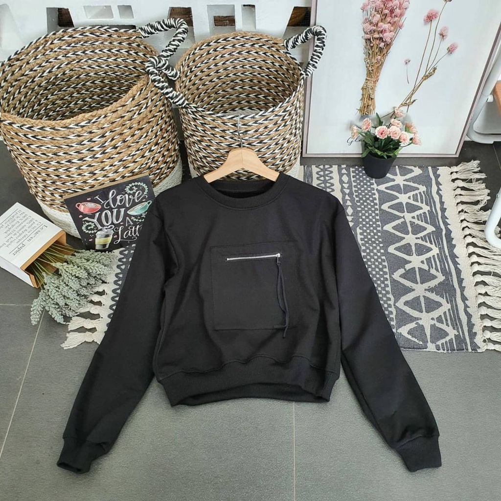 Jual Pakaian Wanita Viral - Motif Model Zipp Croope || Baju Sweater