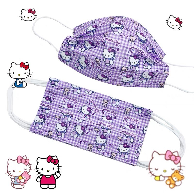 Jual Masker Dewasa Hello Kitty Purple 3 Ply - Satuan | Shopee Indonesia