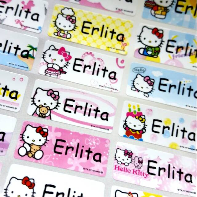 Jual Label nama anti air stiker waterproof Hello Kitty 2 | Shopee Indonesia