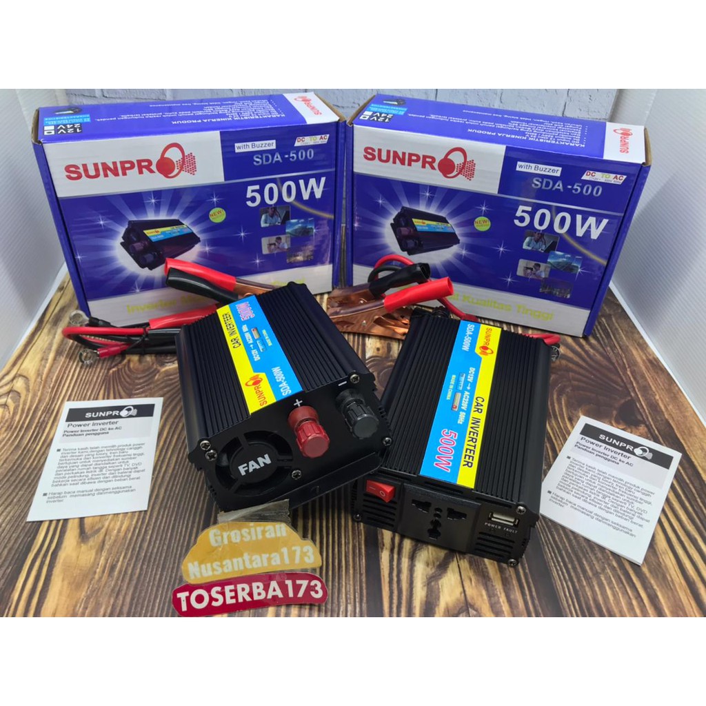 Jual Inverter Mobil Kualitas Tinggi Sunpro SDA-500 with buzzer 500watt ...
