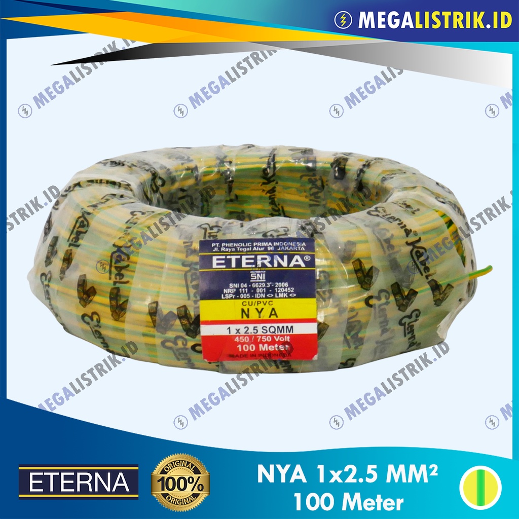 Jual ETERNA NYA 1 X 2.5 MM² ( ROL 100 METER ) / KABEL LISTRIK KAWAT 2 ...