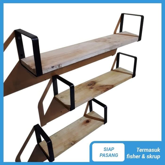 Jual SQUERA rak dinding besi kayu simple minimalis vintage dekorasi ...