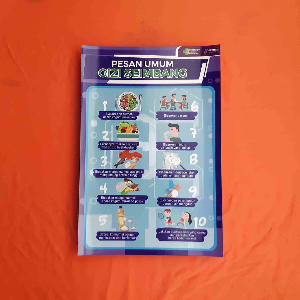 Jual Poster Pesan Umum Gizi Seimbang Poster Pgs Biru Laminasi Glossy Shopee Indonesia 3525