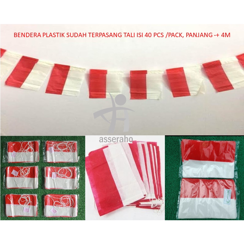 Jual 1 Pack Isi 40 Pcs Bendera Merah Putih Plastik Sudah Ada Tali Bendera Plastik Hiasan