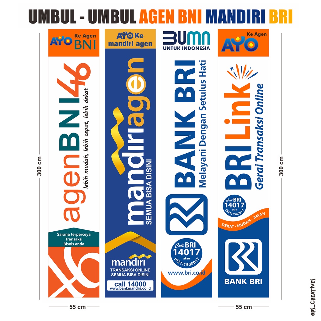 Jual Umbul Umbul Agen Bank Bni Mandiri Bri Brilink Bca Bsi Btn Spanduk Kain Digital Print