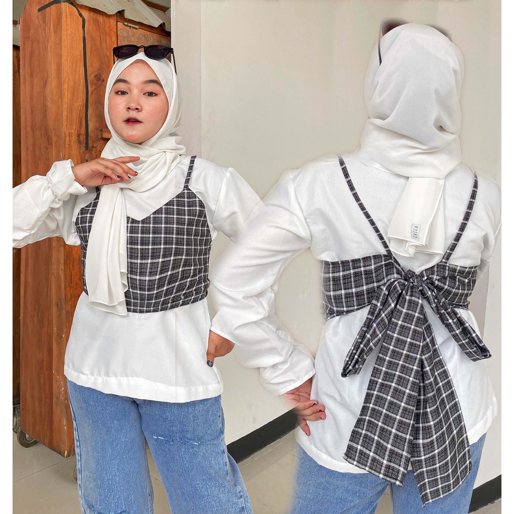 Jual Amy Blouse | Blouse with Vest | Blouse Set | Blouse Tanktop ...