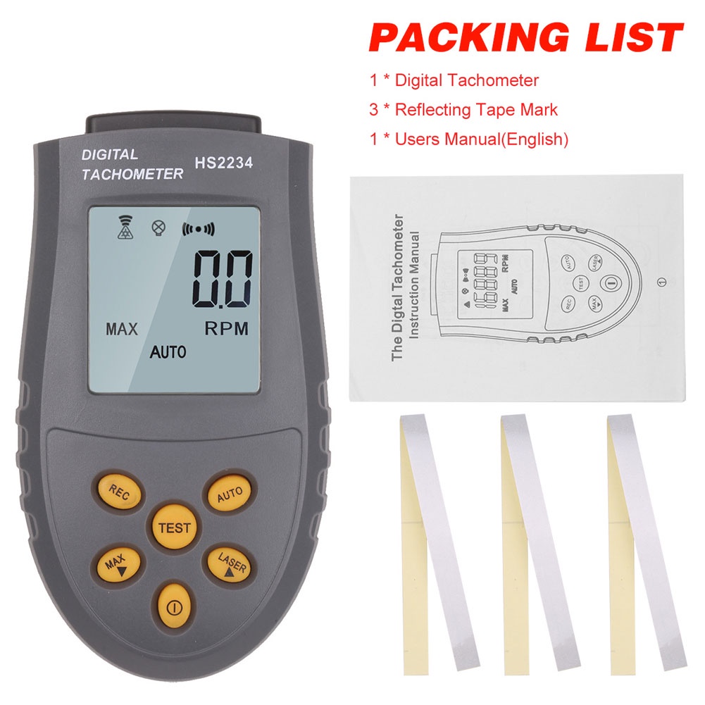Jual PREORDER Digital Laser Tachometer Manual/Automatic Measurement ...