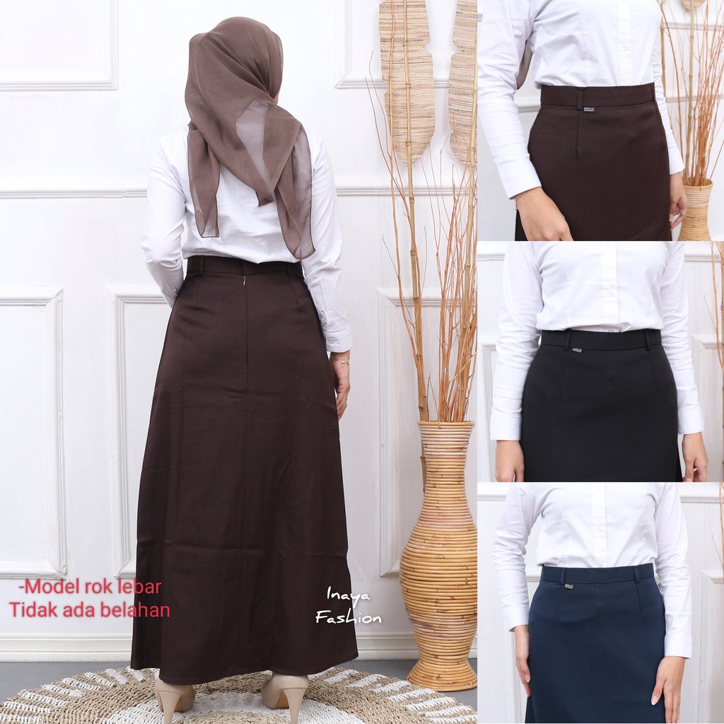 Jual Rok Hitam Kerja Panjang Polos Model A Line Formal Kantor Wanita ...
