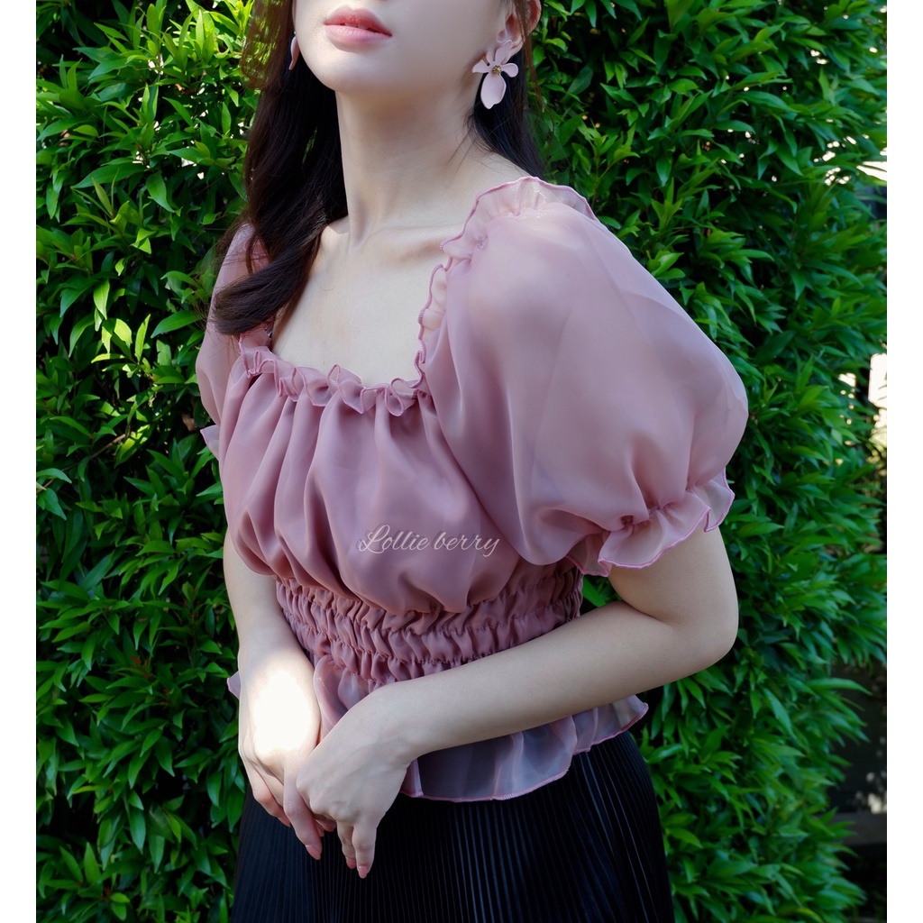 Jual Ailen top/organza top/blouse organza/ruffle makeup/ruffle mua/baju ...