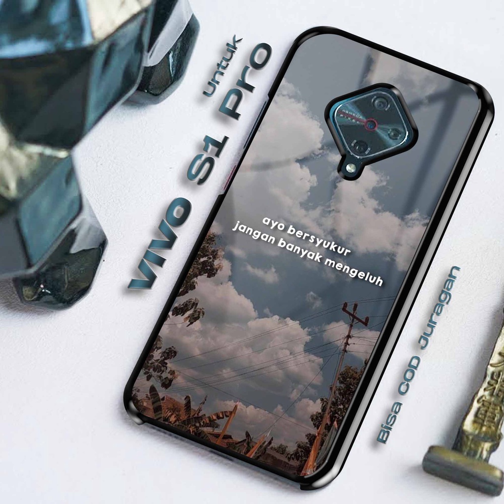 Case VIVO S1 Pro Casing VIVO S1 Pro QUOTES Silikon VIVO S1 Pro Case  Hp Case Mewah Cassing Hp Softcase Glass Kaca Softcase Hp Kesing 