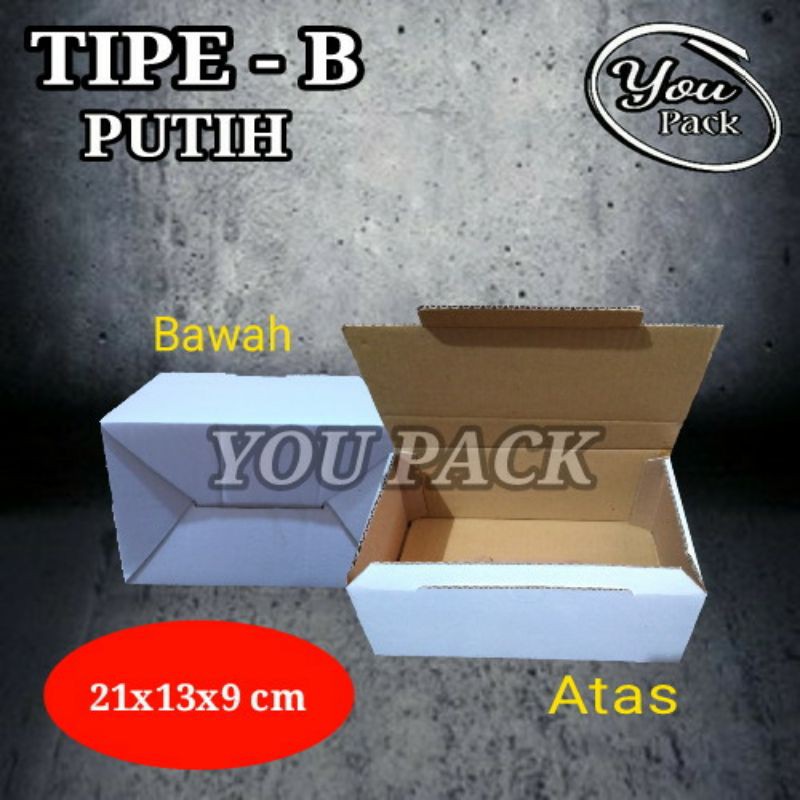 Jual KOTAK KARDUS TIPE-B PUTIH 21X13X9 CM PUTIH POLOS DUS BOX PACKING ...