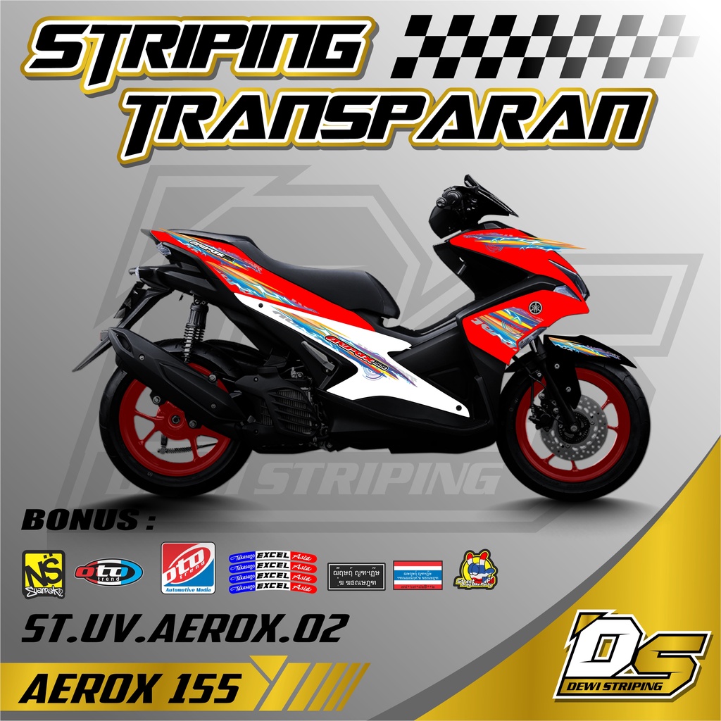 Jual Stiker Striping Motor Transparan UV Variasi Yamaha AEROX 155 LAMA