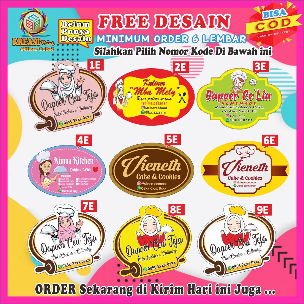 Jual Stiker Label Produk Kemasan Makanan Kue Snack Cake Cookies Ukuran