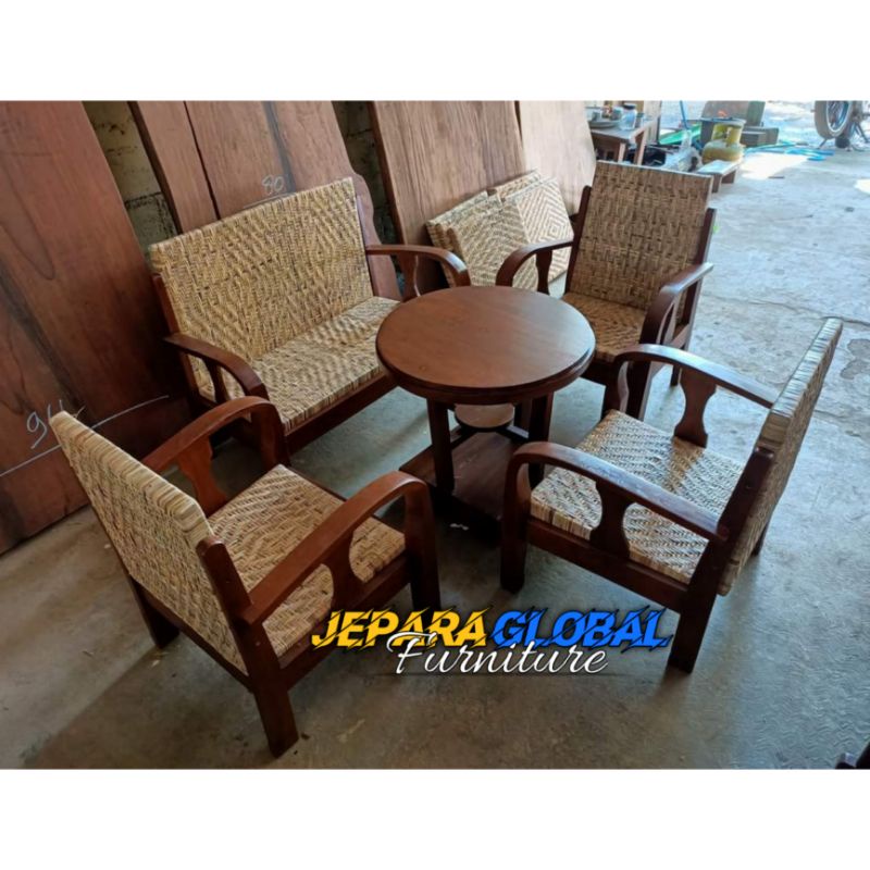 Jual Kursi Tamu Rotan Natural Klasik Antik Kursi Kanjungan Jati Antik