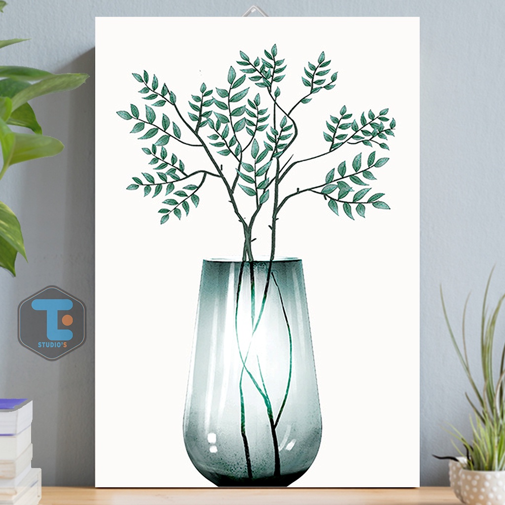 Jual Hiasan Dinding Desain Gambar Vas Bunga Dan Daun Untuk Dekorasi