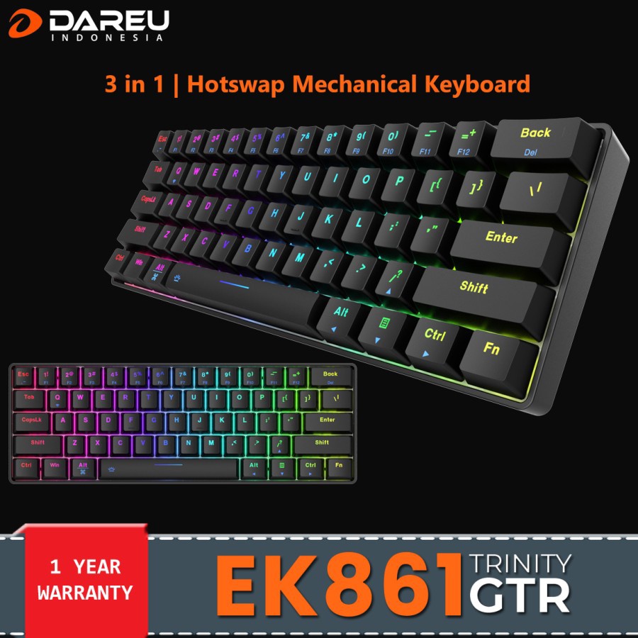 Jual Dareu EK861 - EK-861 Trinity GTR Wireless Hotswap Mechanical ...