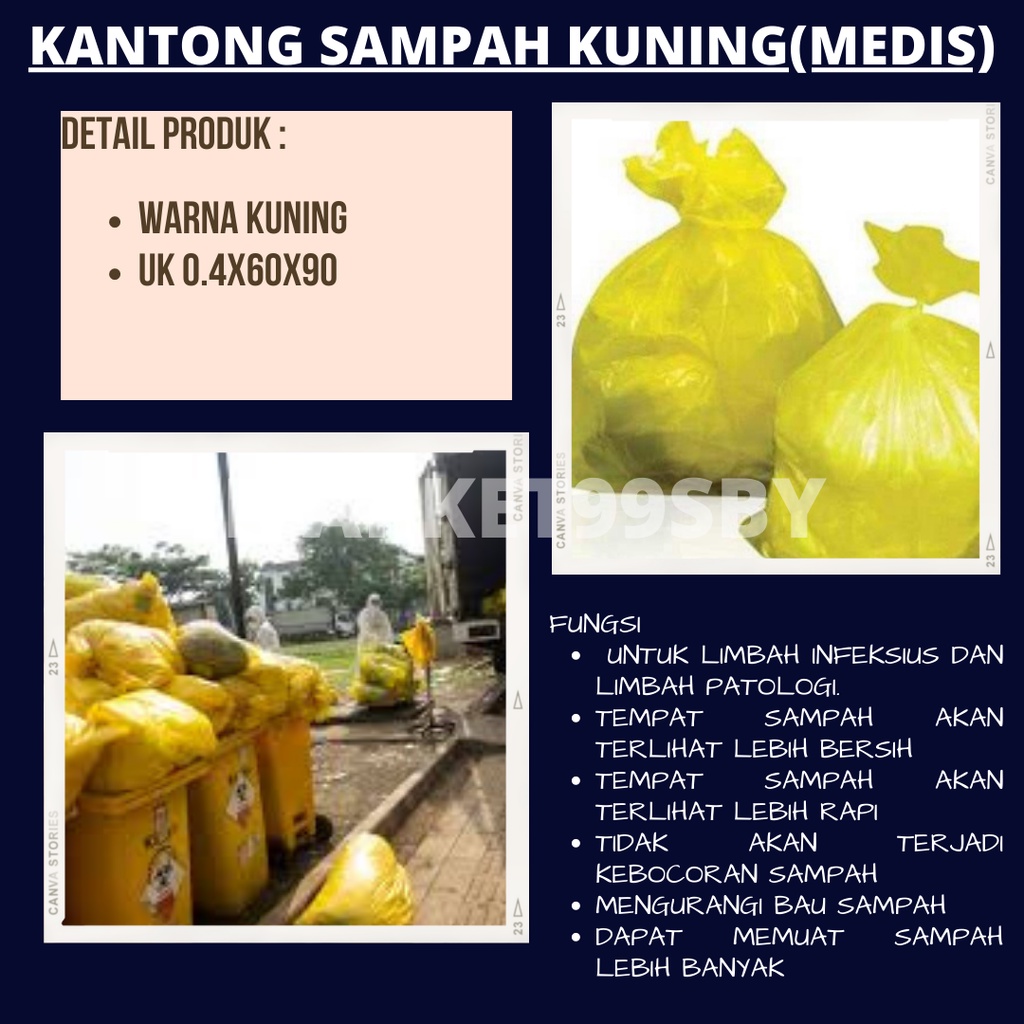 Jual Kantong Sampah KUNING | Trashbag Kuning Medis | Plastik Limbah ...