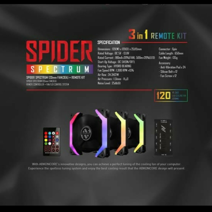 Jual ABkONCORE Fan Spider Spectrum Fan Set 3 (3 Spyder Fan + HUB ...