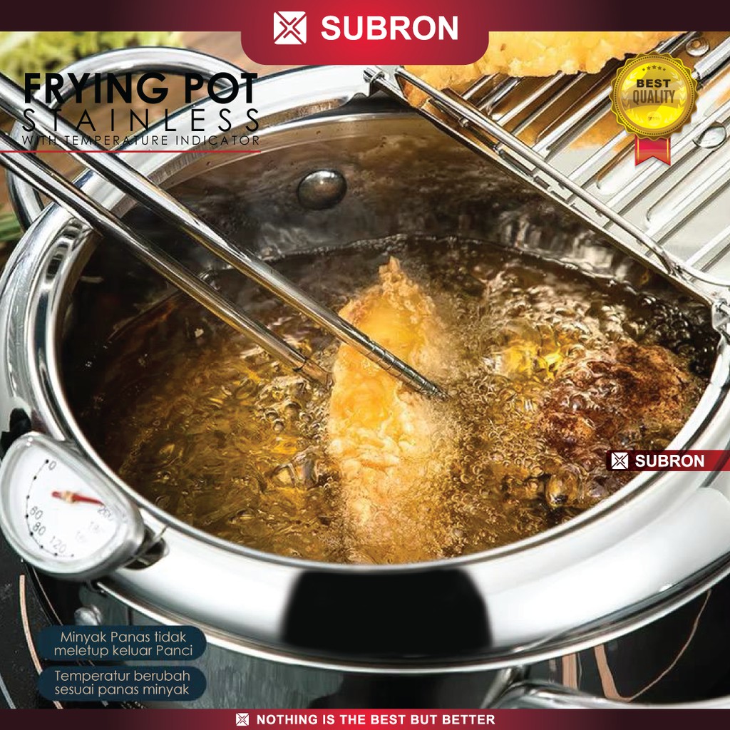 Jual SUBRON Frying Pot 2.2L Panci Stainless Goreng Tempura Udang ...