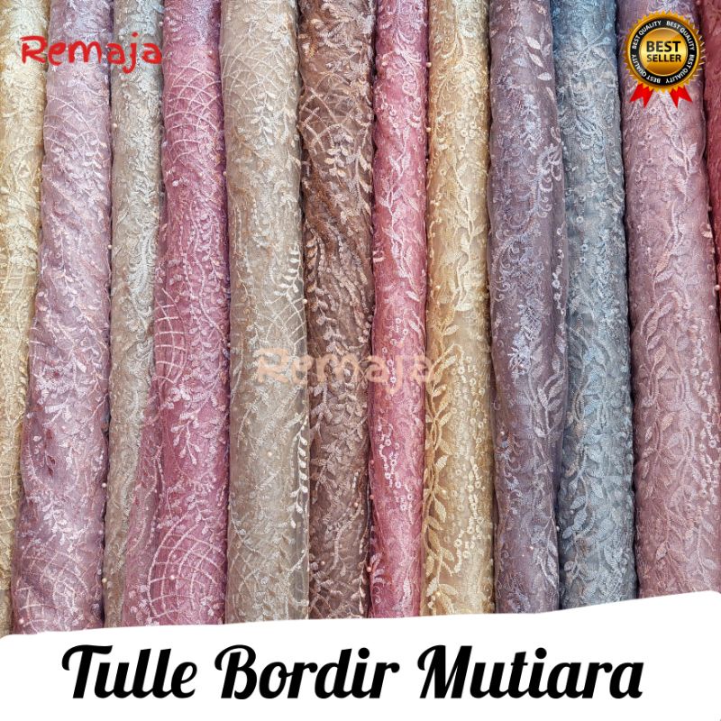 Jual (TERMURAH!!!) KAIN RENDA BORDIR Full Mutiara / Renda tulle ...