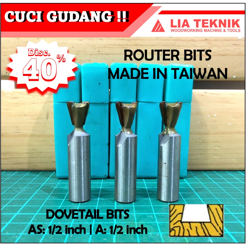 Jual Dovetail Bits 1/2
