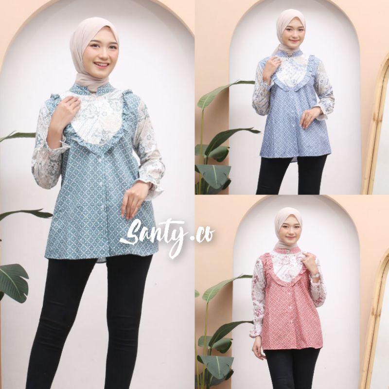 Jual Blouse Batik Wanita Seragam Kerja Kekinian | Shopee Indonesia