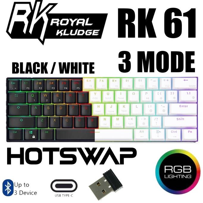 Jual ROYAL KLUDGE RK61 RGB MECHANICAL KEYBOARD 60% 3 MODE WIRELESS Lo ...