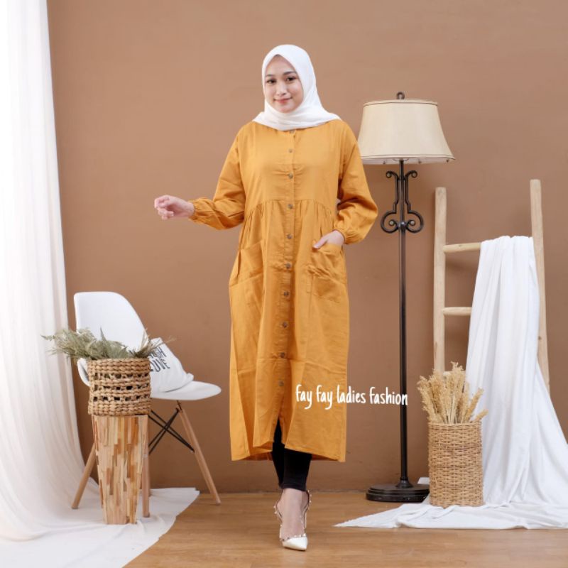 chinese dress ladies Linen Dress with 3/4 Sleeves and Princess Seams 'Delilah', Midi Length main image 0