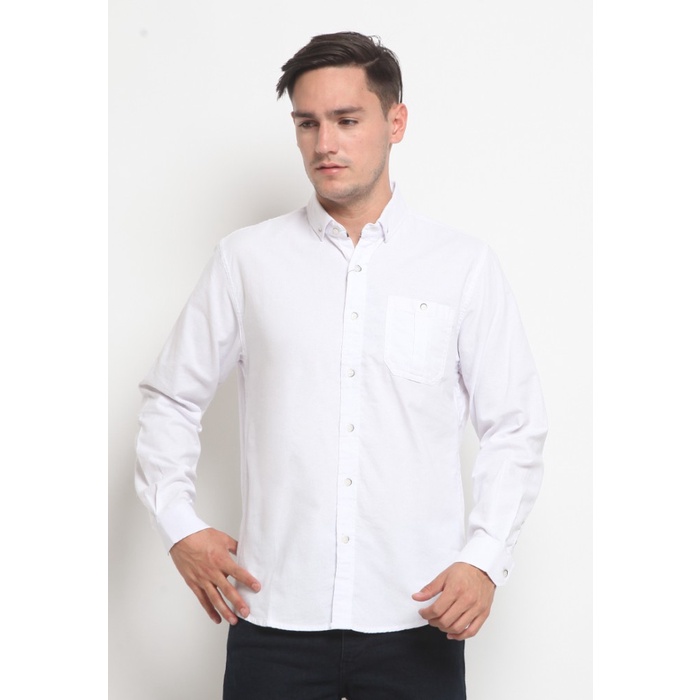 Jual LR-2 Kemeja Basic Oxford Panjang White K265 | Shopee Indonesia