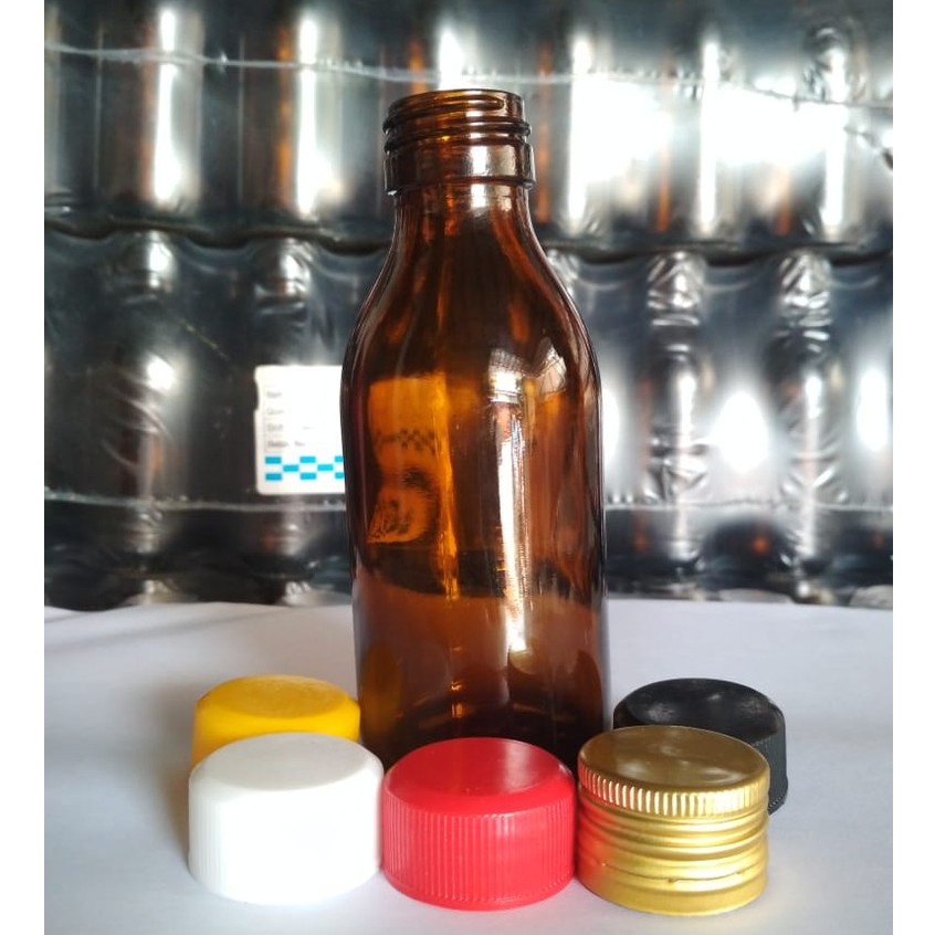 Jual Botol Kaca 125ml Amber / Coklat Termasuk Tutup (10 Botol) | Shopee ...