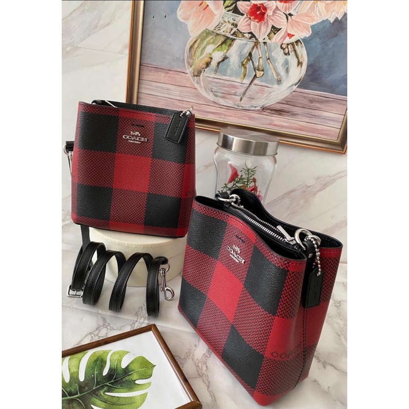 Coach Mini offers Town Bucket Bag With Buffalo Plaid Print