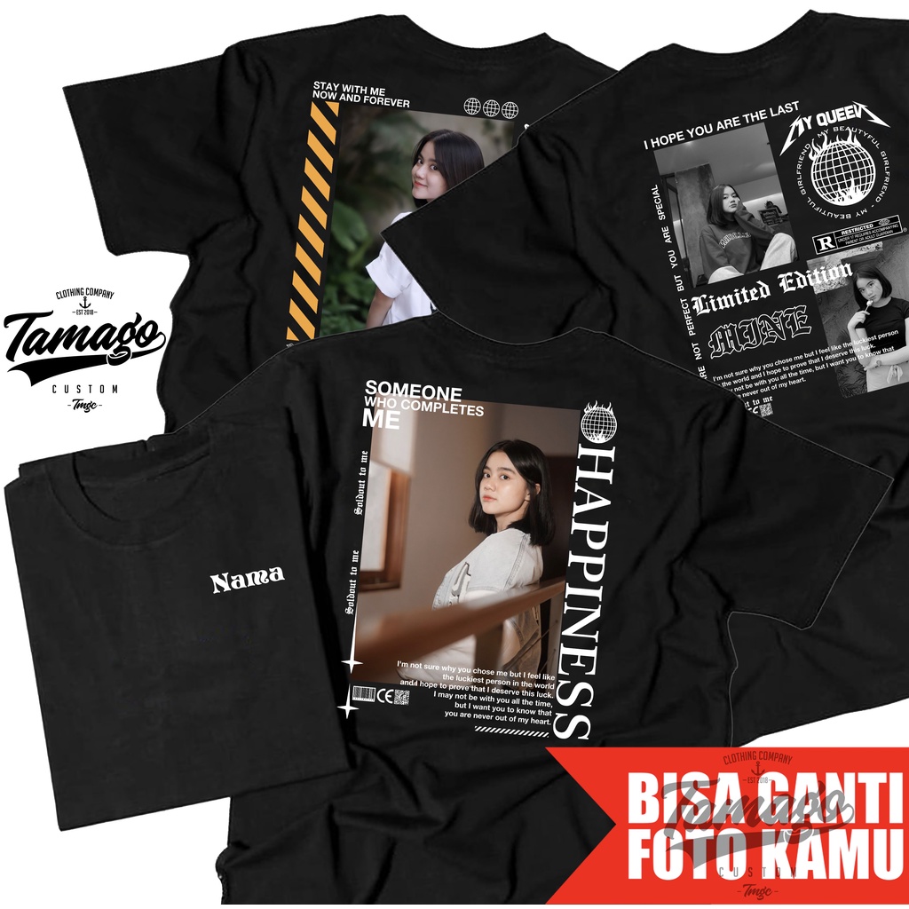 Jual [ Satu Hari Jadi ] Custom Kaos Desain Aesthetic Kaos Foto Bucin