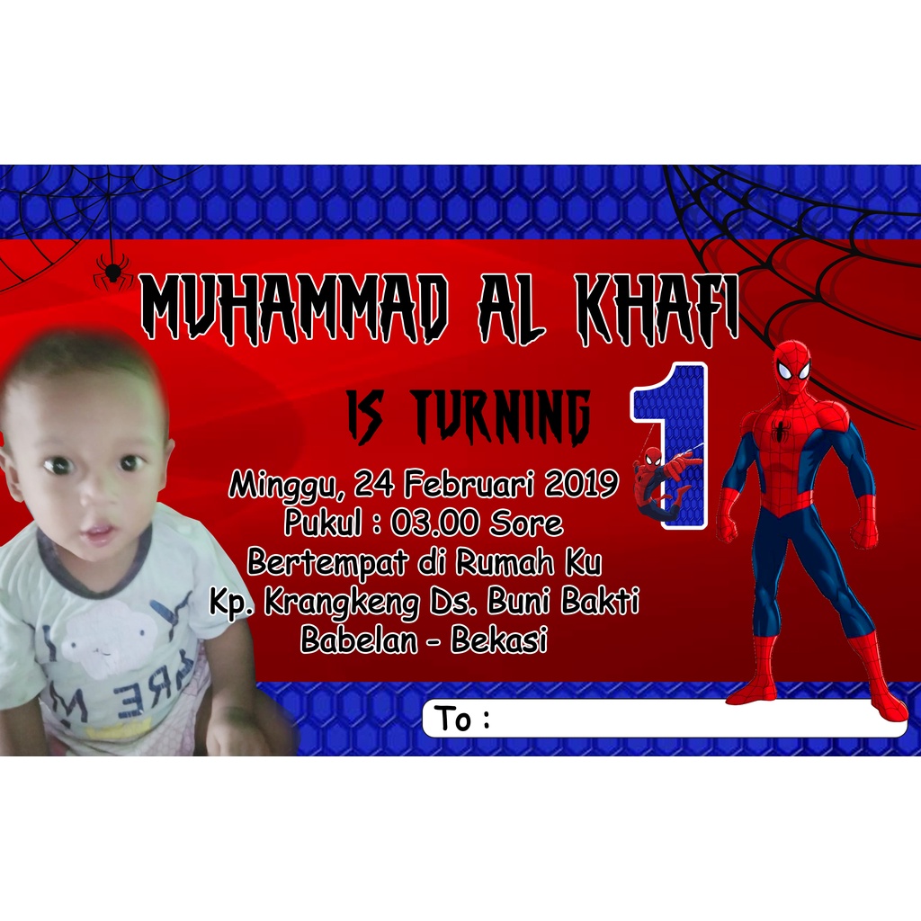 Jual AFY Undangan Kartu Undangan Ulang Tahun Anak Tema Spiderman
